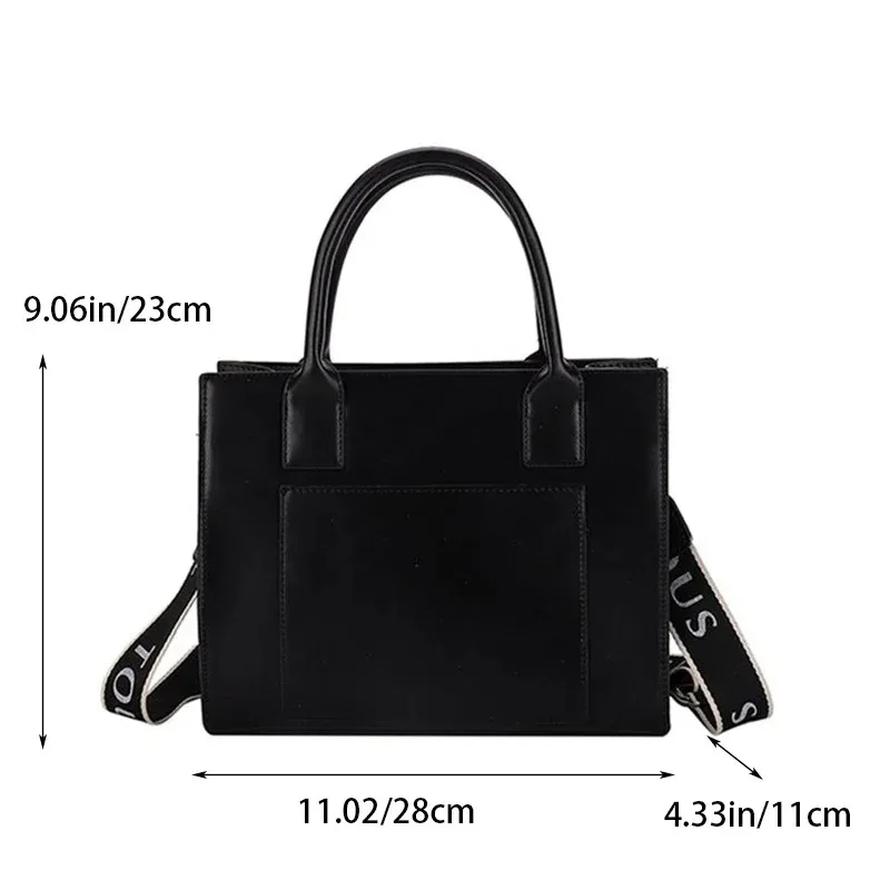 Women's Shoulder Bag Large Capacity PU Leather Handbag Solid Color Commute Tote Bags Female Fashion Crossbody Bag Messenger Bag