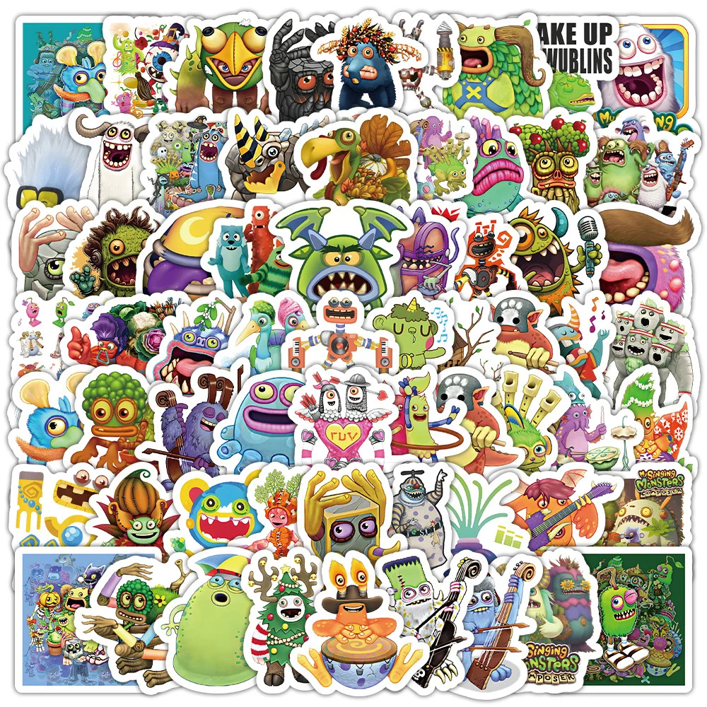 

10/30/50/100pcs Cute My Singing Monsters Game Stickers Fun Cartoon Graffiti Sticker Phone Skateboard Water Bottle Decal Kids Toy