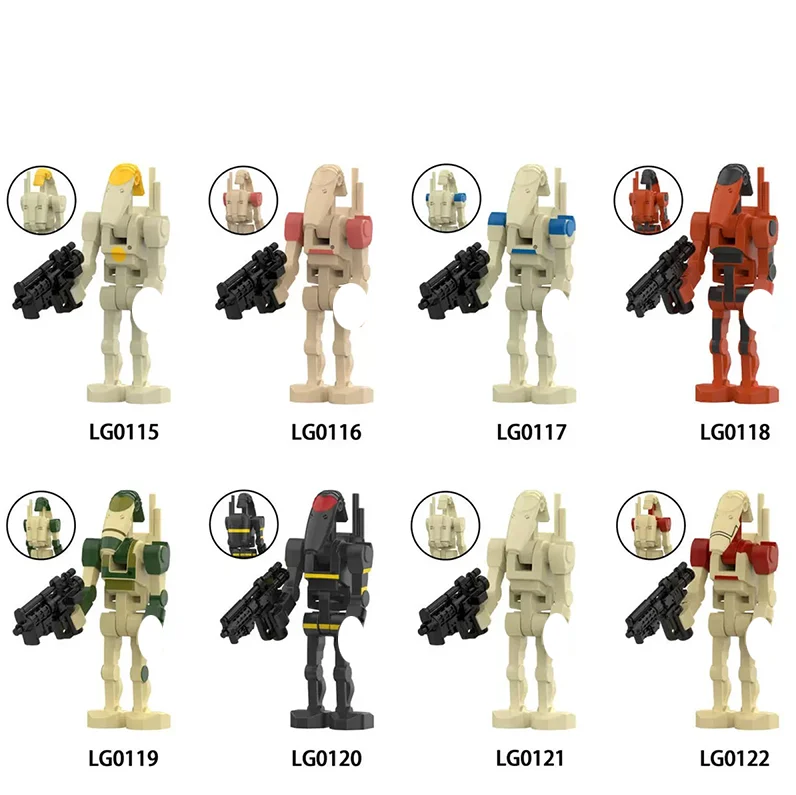 LG0115-LG0122 Baustein-Krieger-Modell, Actionfiguren zum Zusammenbauen, Pilot, kompatibel mit Kommando-Droiden-Modell, Bausteine-Set, Geschenkspielzeug