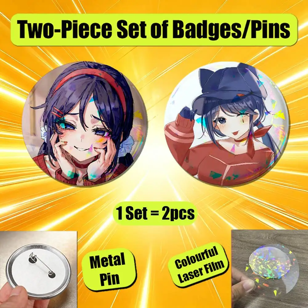 For MiSide Mita Enamel Pin Badge Set 2PCS Round Metal Button Brooch Backpack Ita Bag Pins Custom