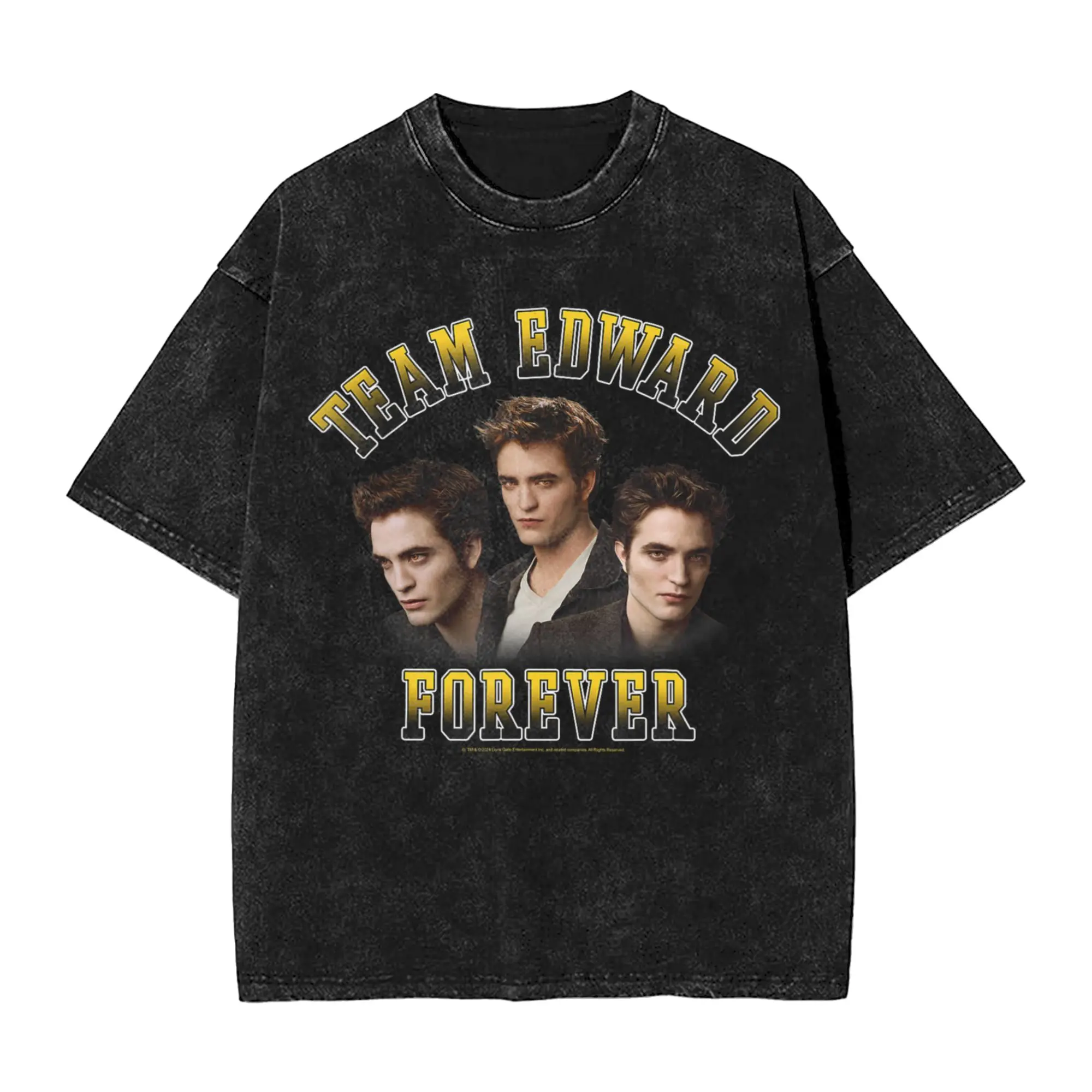 Twilight Team Edward Forever Portrait Collage T Shirts for Men 100% Cotton T-Shirt Round Collar Vampire Movie Tee Shirt Clothes
