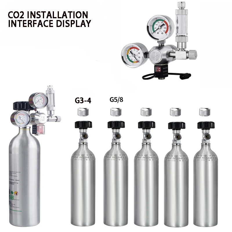 Aquarium water grass bottle CO2 high-pressure aluminum bottle CO2 water grass tank fish tank aluminum alloy 1L oxygen bottle