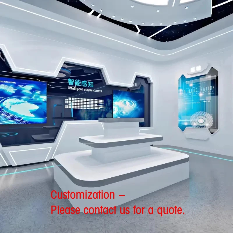 custom.Customizable Circular Center Island Cabinet Shaped Science Technology Sense Showcase Exhibition Hall Display