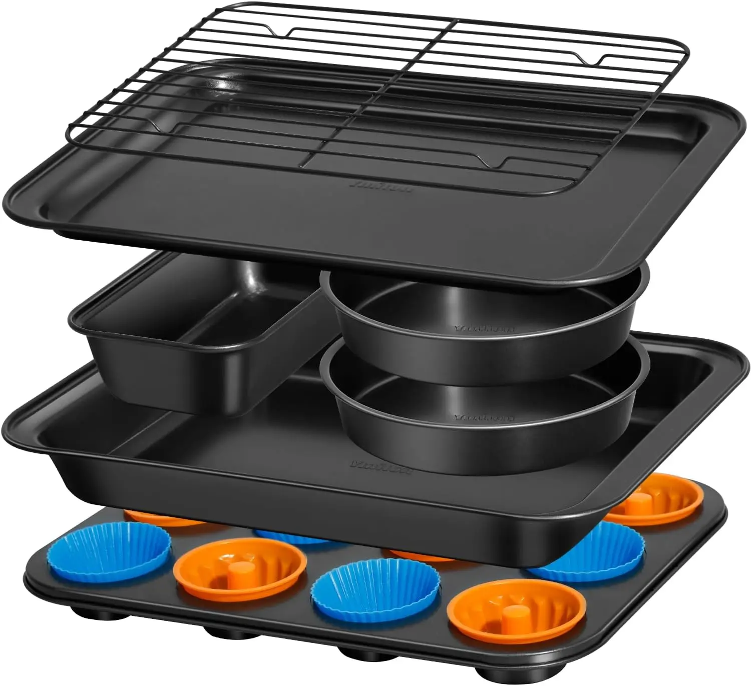 

Nonstick Baking Pans Set, 19 PCS Stackable Bakeware Sets, Oven Pan Set Includes Baking Tray, Cookie