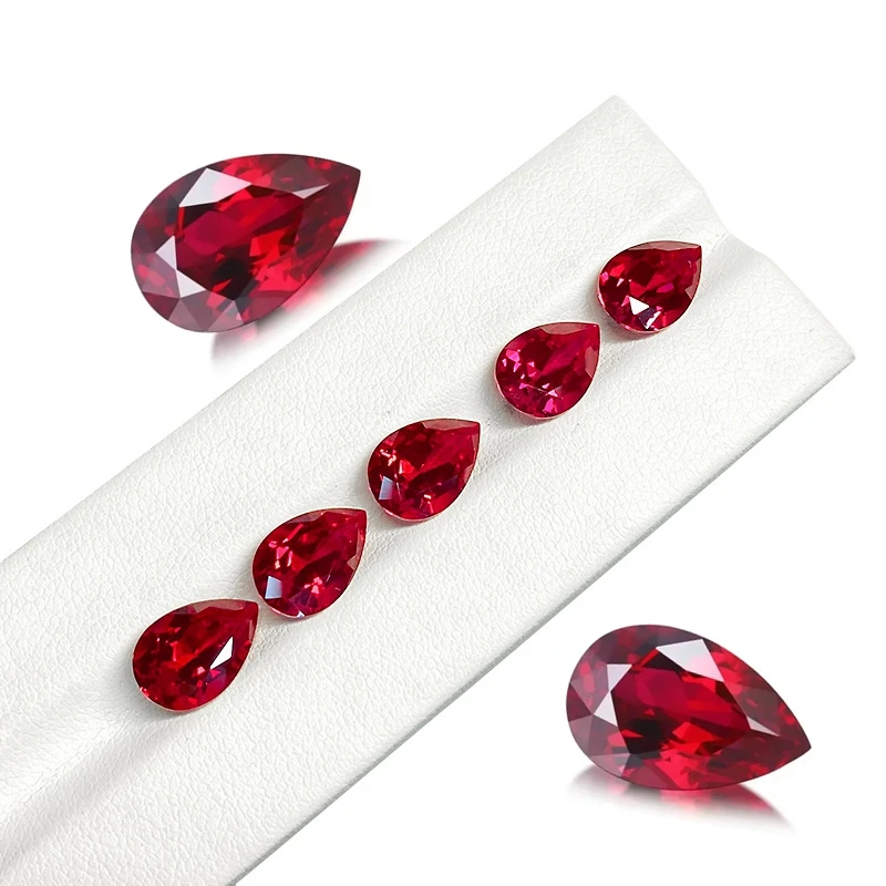 Pretty Ruby Pear Cut Pigeon Blood Red Pass UV Test VVS1 Gemstone For Charms DIY Jewelry Making /Collection/Gift Precious Stone