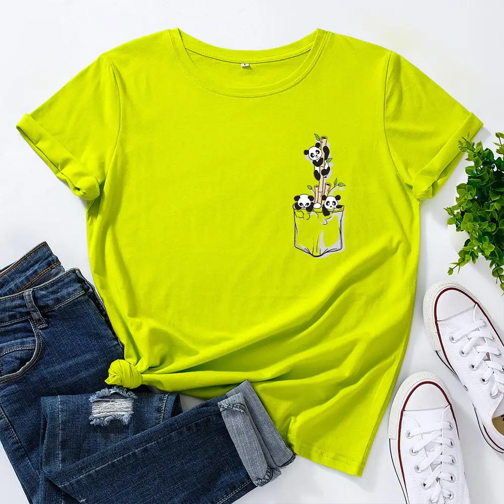 Damen Street Sle Cotton ort Sve T-Shirt Loose Fit Bedrucktes Casual Top Summer Faion Damen T-Shirt