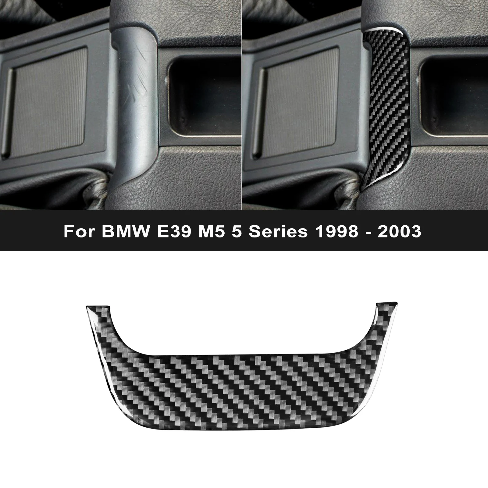 

For BMW E39 M5 5 Series 1998-03 Carbon Fiber Interior Storage Box Front Armrest Handle Panel Trim Sticker Car Tuning Accessories