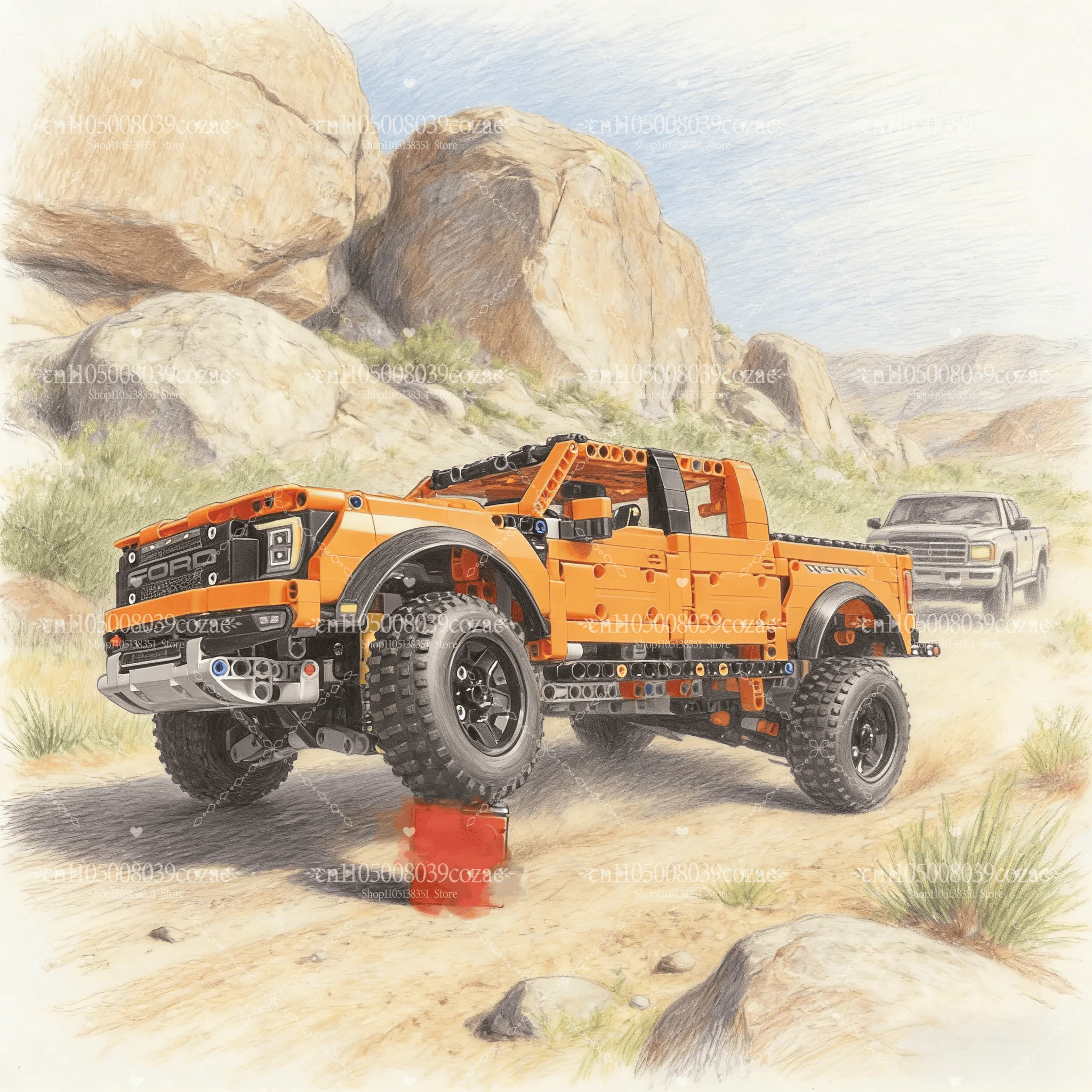 

Технический 1:10 F-150 Raptor, внедорожный автомобиль, строительные блоки, 1379 шт., пикап, сборка кирпичей, игрушки, подарки для мальчиков и детей