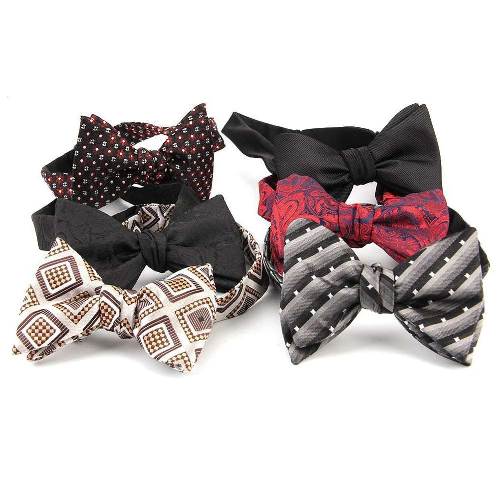 Auto bowtie masculino paisley gravata moda jacquard cor sólida bowtie ajustável banquete terno de casamento vestido camisa gravata mão auto cravat