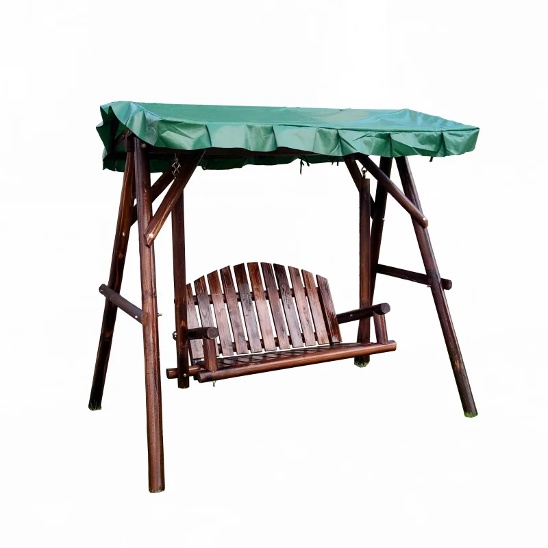 

Preservative wood Carbonized wood Outdoor solid wood swing Park courtyard swing hanging chair Single double swing rocking chair