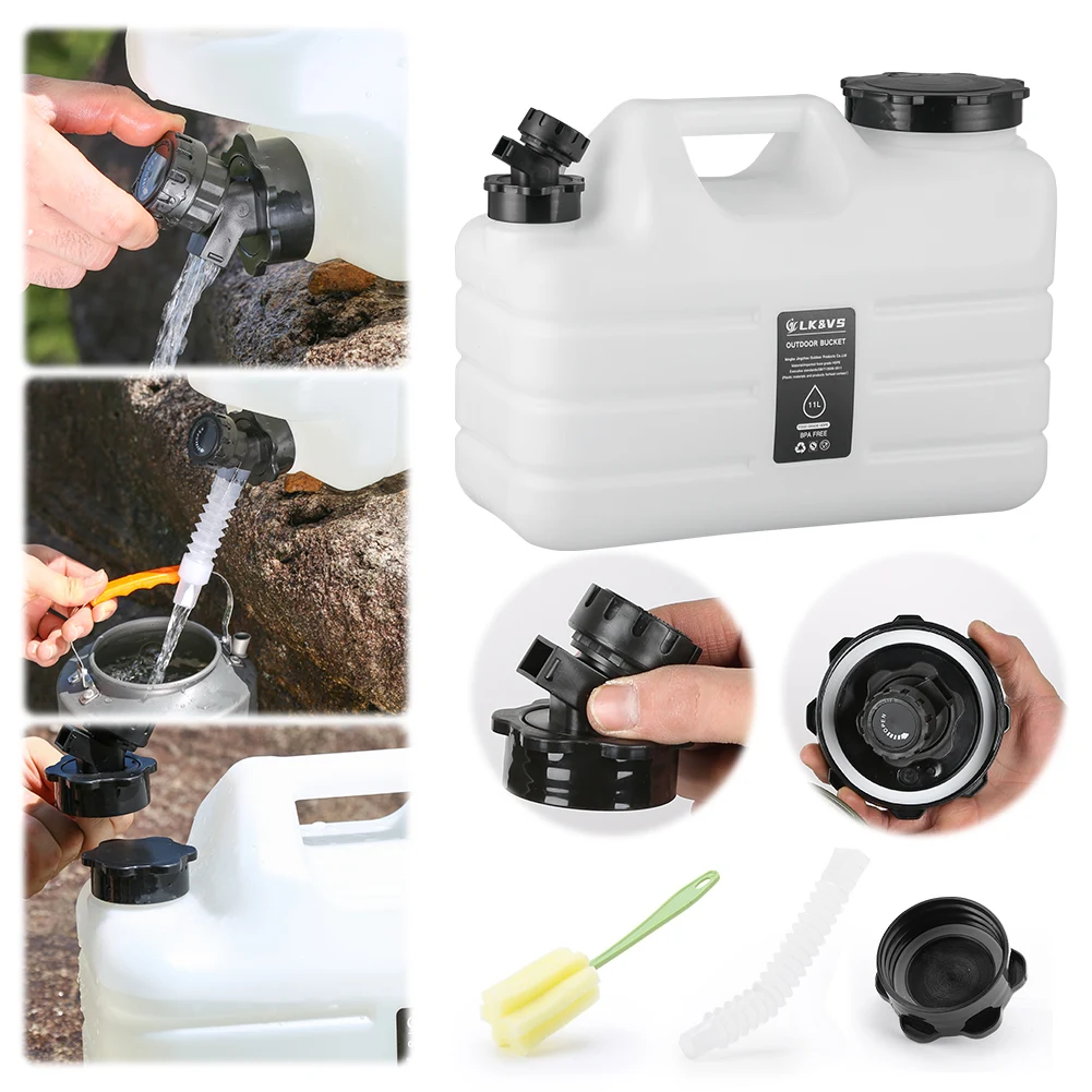 11L Drinking Water Bucket with Faucet Water Dispenser Carrier Large Capacity Water Container Jug for Vehicle Car Camping