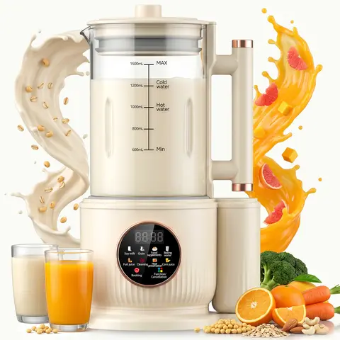 Automatic Nuts Milk Maker, Plug and Play 1500ML Milk Maker, Nut Milk Machine, Multifunctional Juicer for Coffee, Grain and Juice