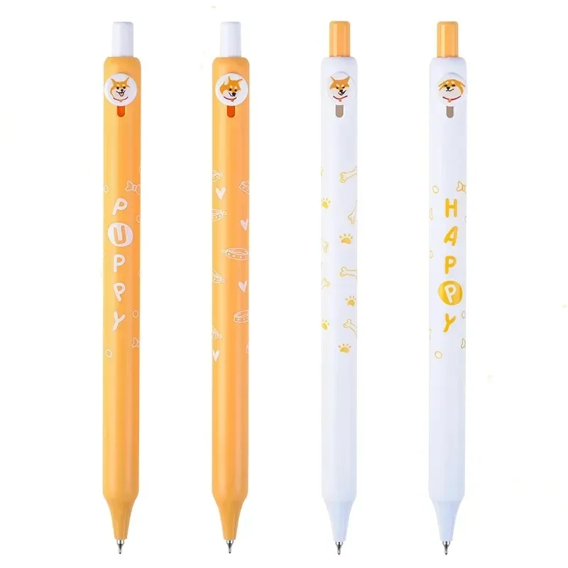 4 teile/schachtel Shiba Inu Button Pen kreative schwarze Tinte Stift Hündchen Gel Tinte Stifte Set Business Signatur Stift für das Schreiben Schul büro