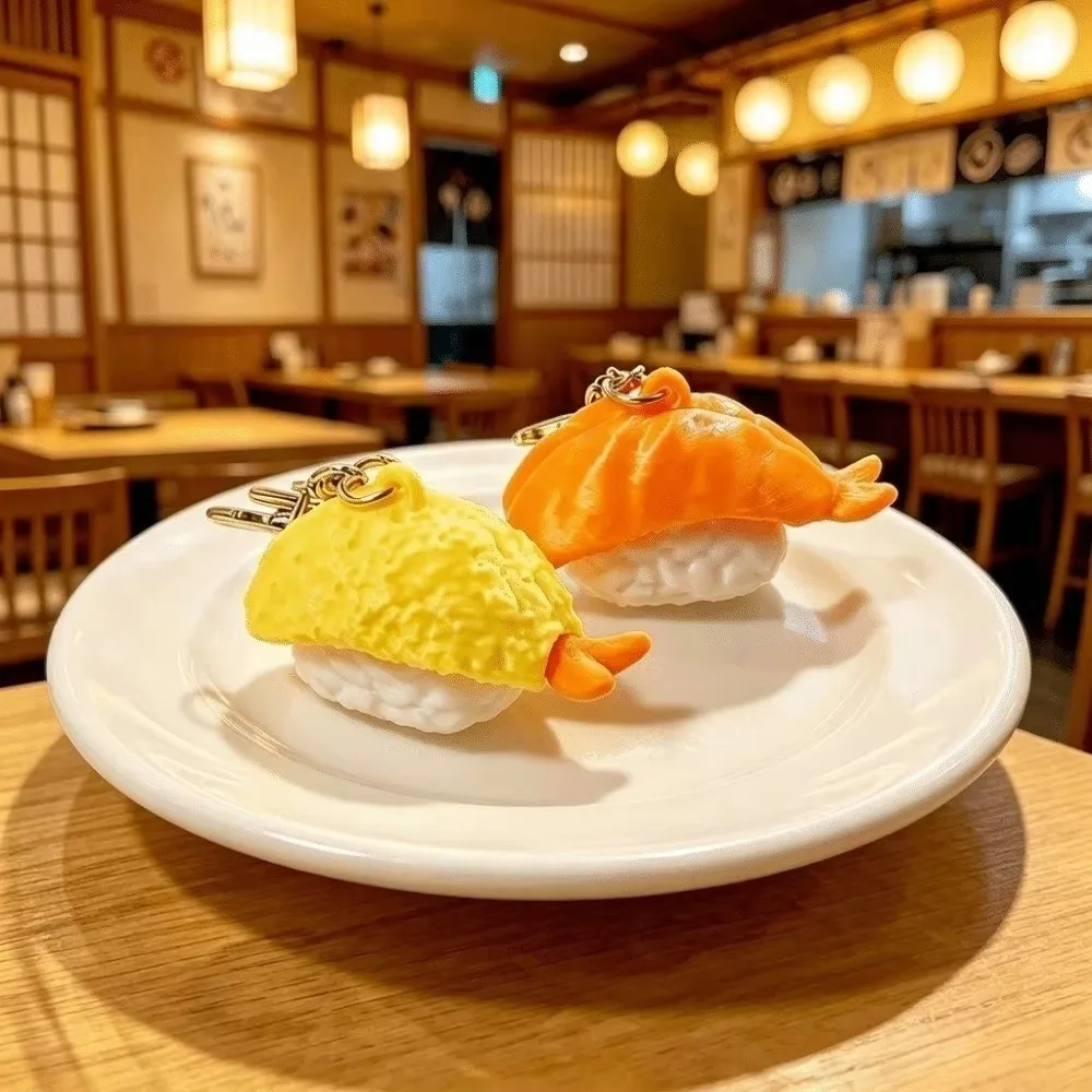Gifts PLA Sushi Clicker Keychain Realistic Sushi 3D Printed Nigiri Sushi Keychain Handheld Clicking Sushi Fidget Stress Relief
