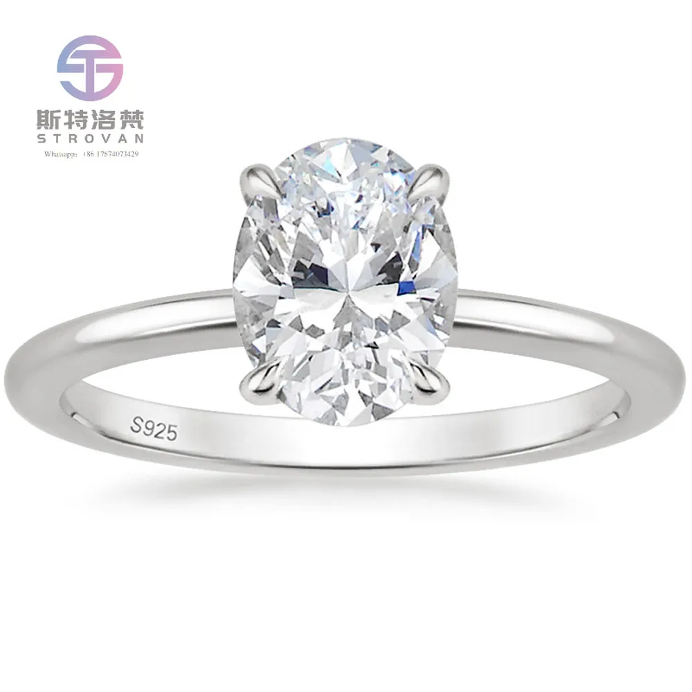 

OAHLAN Fashion Fine Jewelry Engagement Silver Rings 925 Sterling Oval Cut 3CT Moissanite Rings for Women Wedding Gifts