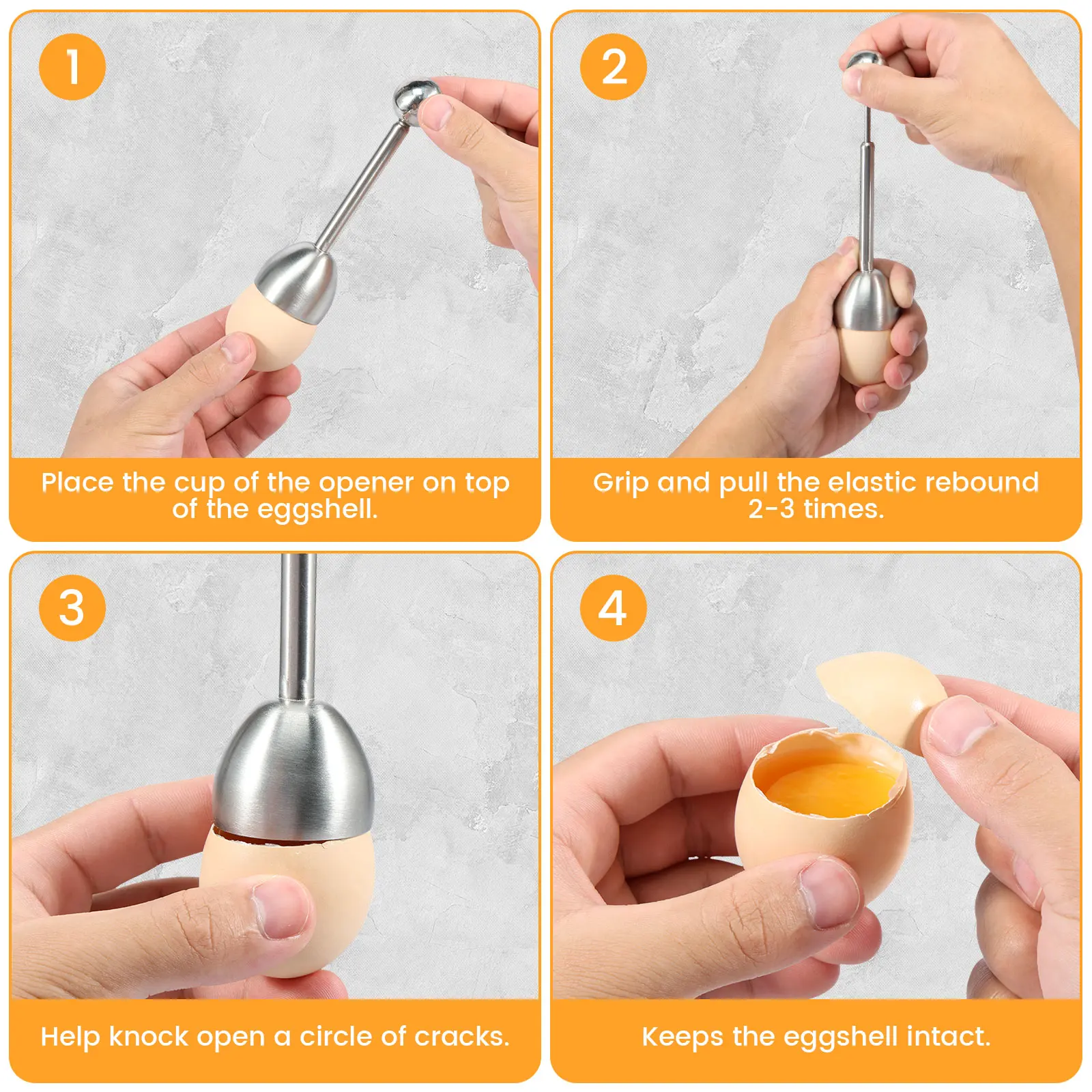 ​5Pcs Egg Cracker Topper Set Stainless Steel Egg Topper Cutter Portable Egg Topper Cutter Tool with 4 Egg Cups for Kitchens