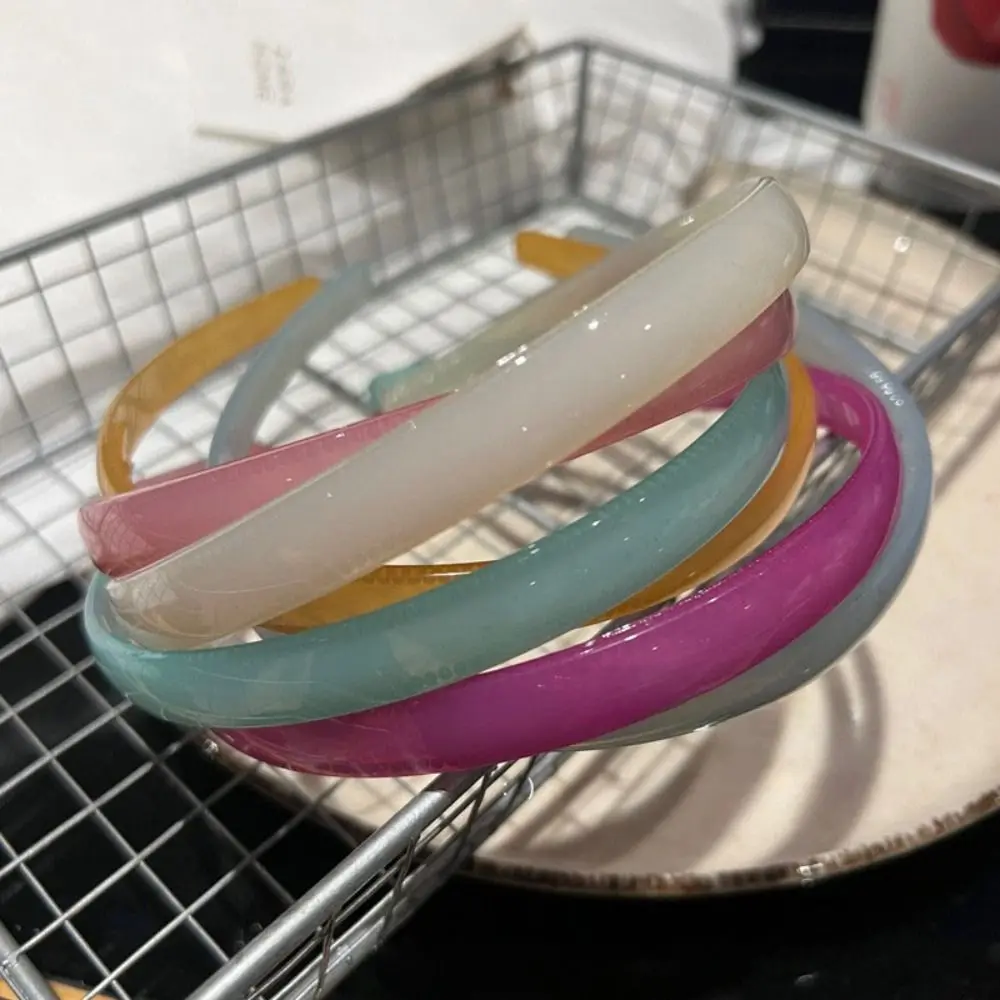 Toothed Jelly Hair Hoop Non-slip Water Light Acrylic Headband High Cranial Crest Solid Color Minimalist Korean Hairband