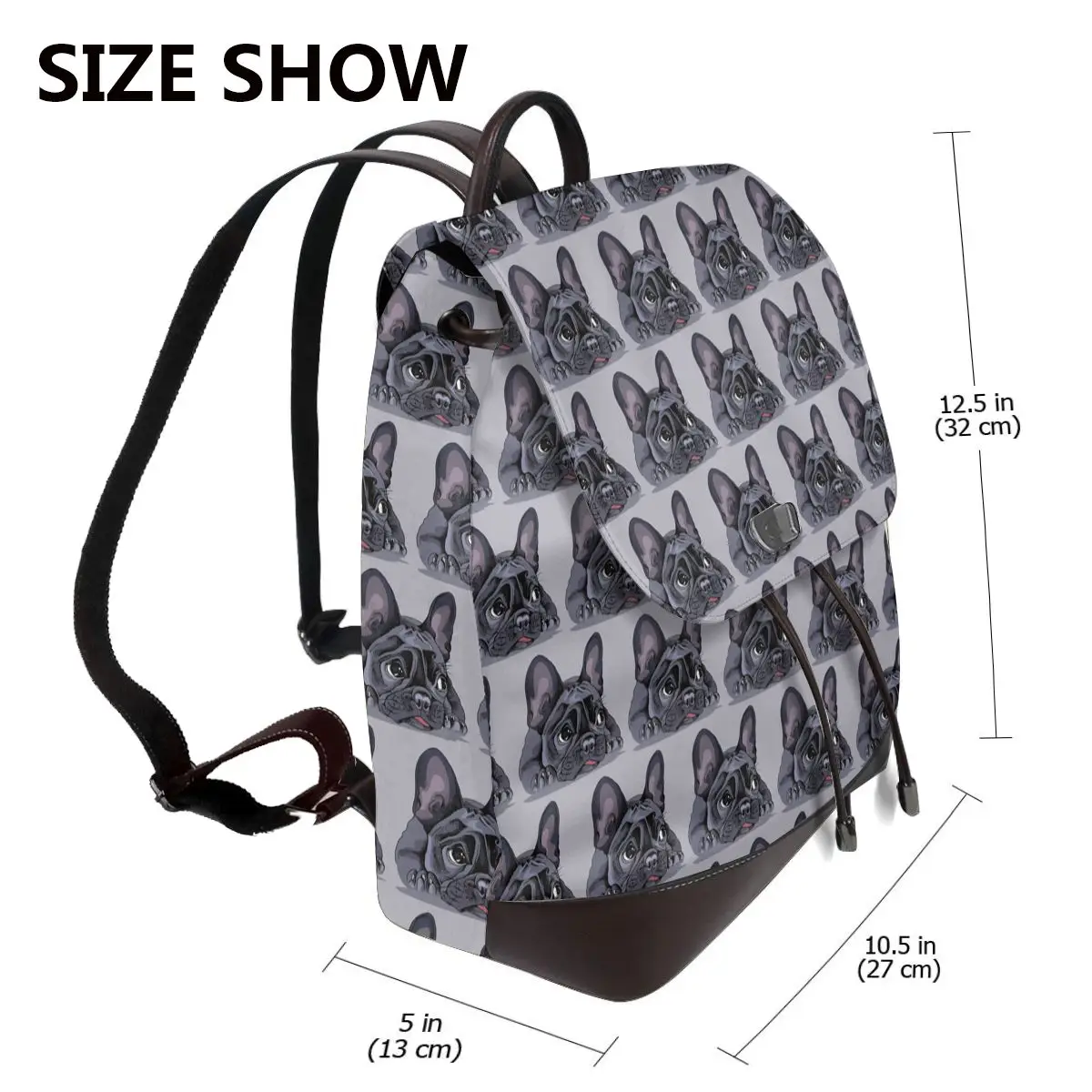 French Bulldog Art Print Bookbag School Student Bags Hiking Travel Daypack for Women Fashion Derma Backpack