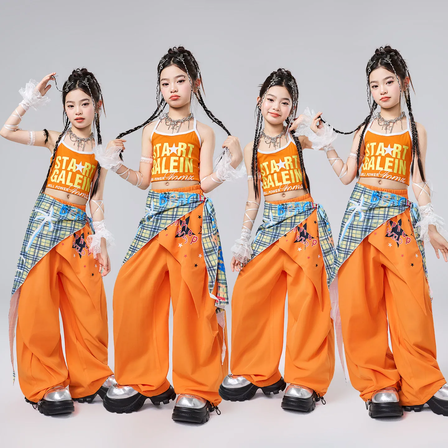 

Fashion Girls Hip Hop Dance Costume Group Jazz Dance Performance Outfits Kids Stage K-pop Clothing Street Dance Wear XS11431