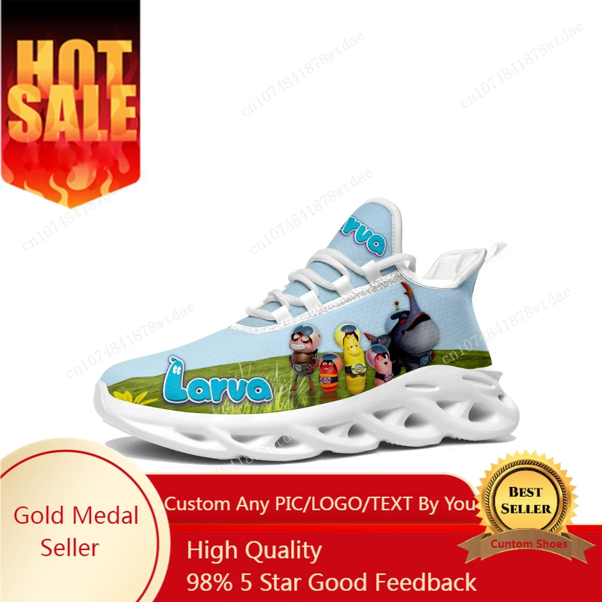 Larva Flats Sneakers Mens Womens Sports Running Shoes High Quality Anime Cartoon Manga Custom Lace Up Mesh Footwear