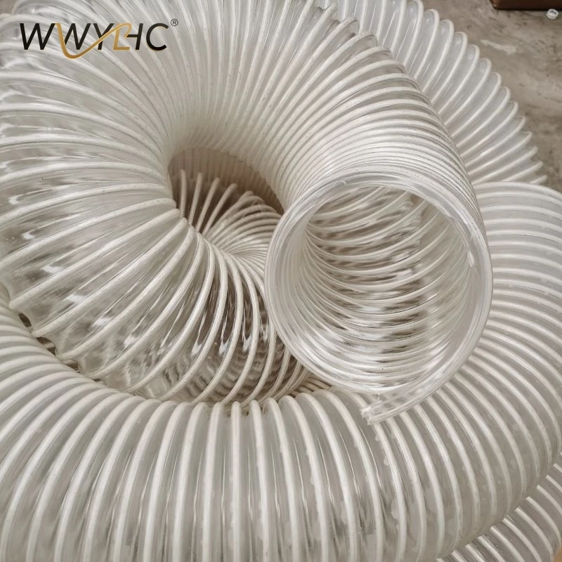 PVC Transparent Rubber Hose Steel Wire Hose Diameter50/100/150mm for Ventilated Wood Industry Machinery Sucks Dust Tube Parts