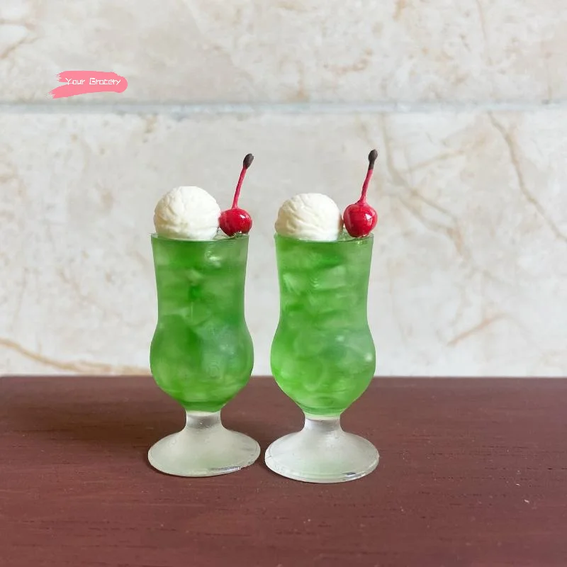 

Миниатюрный кукольный домик, чайный магазин, модель чашки с мороженым - газированная вода Hami Melon, ролевые игры, кухонные игрушки, аксессуар для детей