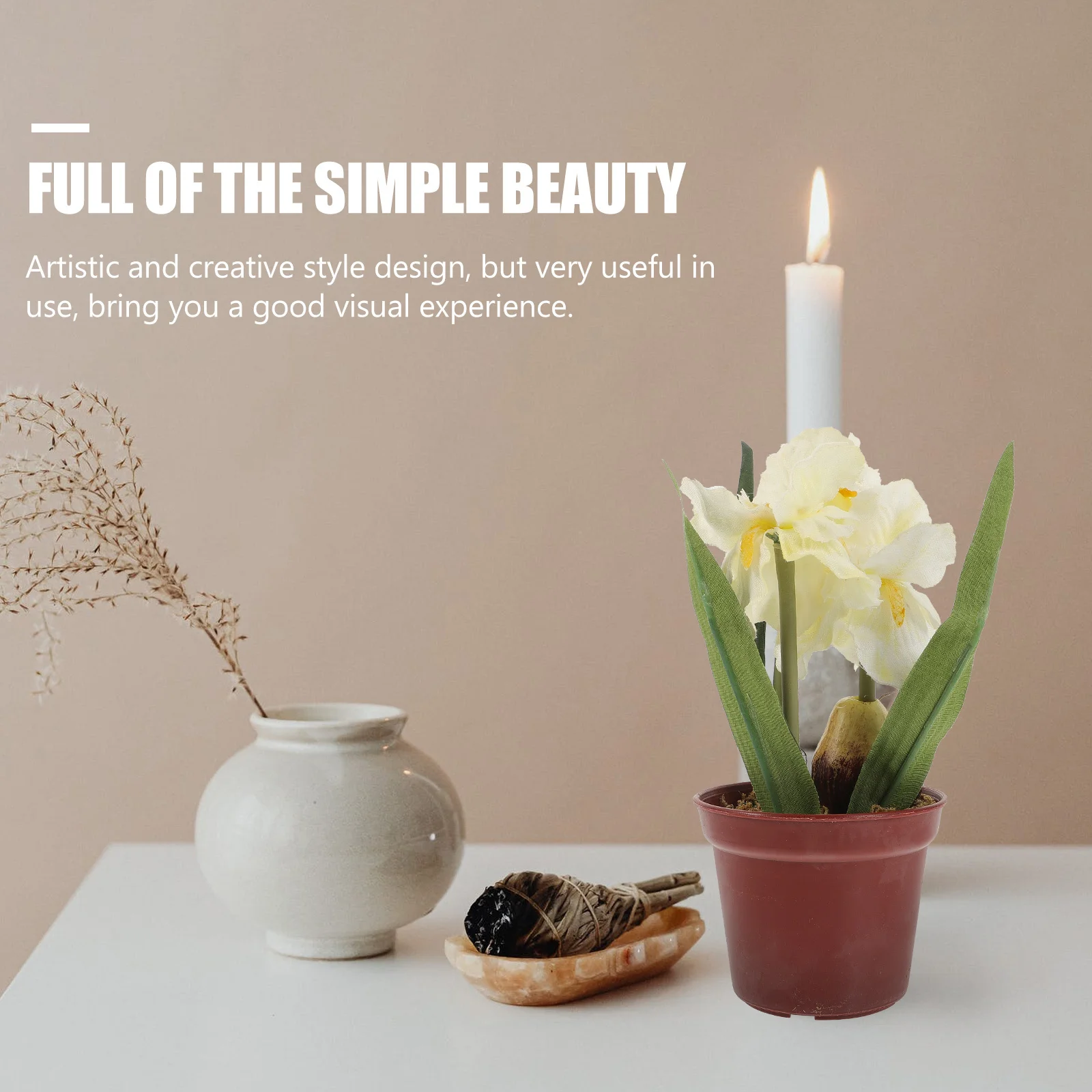 

2Pcs Artificial Iris Simulation Bonsai Plastic Pot Plant for Office Home Desk Decor Fake Potted Plant Ornament