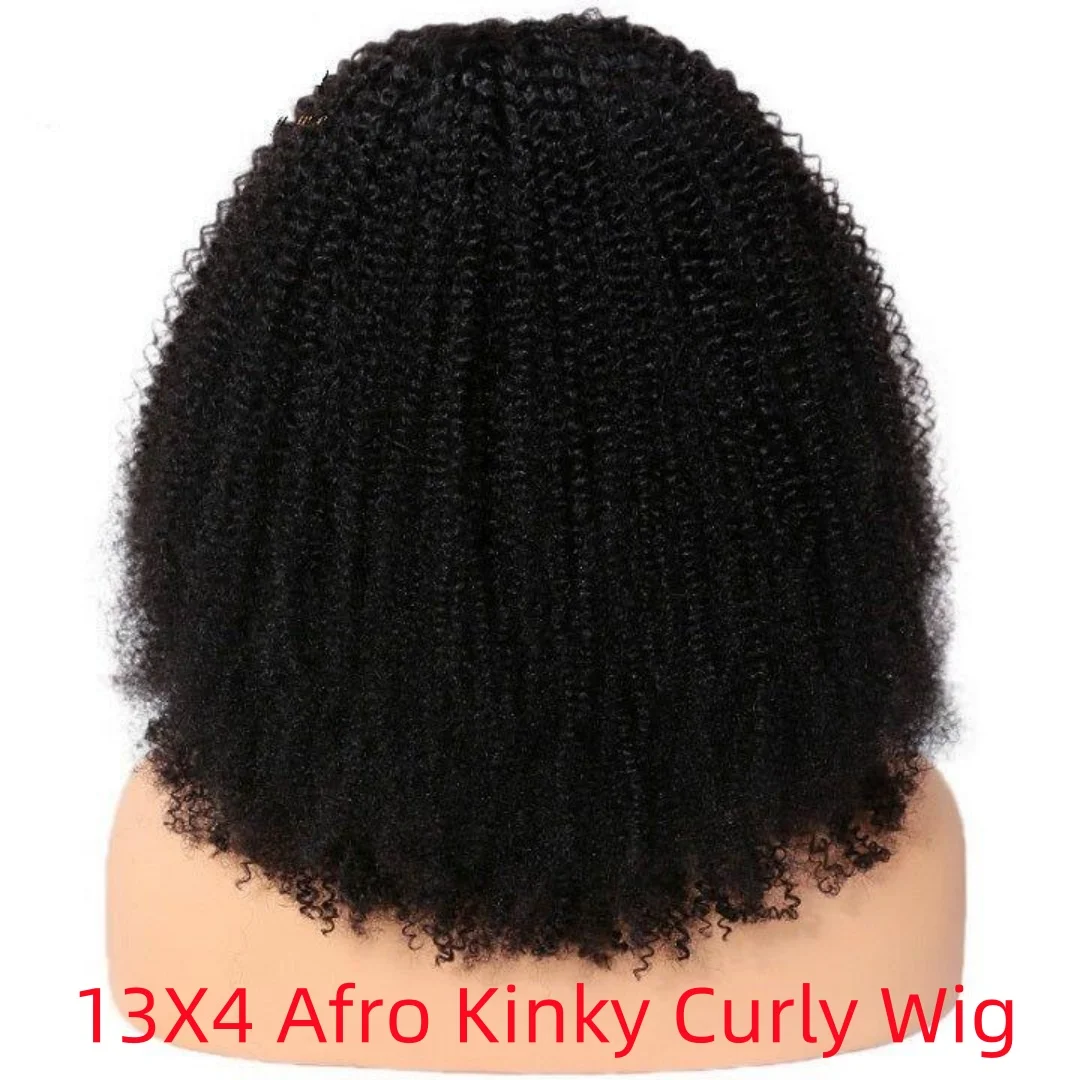 Afro Kinky Curly Human Hair Wigs For Women 180 Density Brazilian Hair Curly 13X4 Transparent Lace Frontal Wig 10-24 Inch On Sale