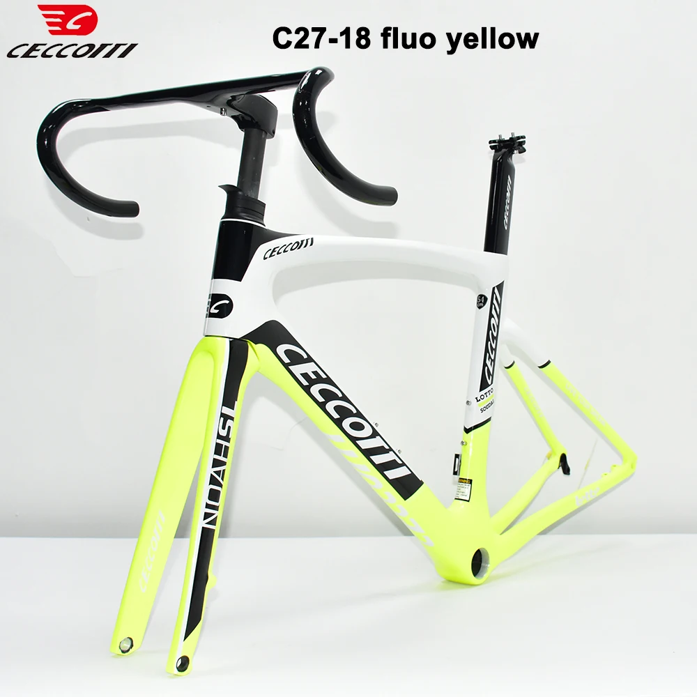 CECCOTTI Brand Carbon Road Bike Frame, Fit 700C * 30mm Tires, Full Hidden Cable Design, T47 BB Bicycle Frameset