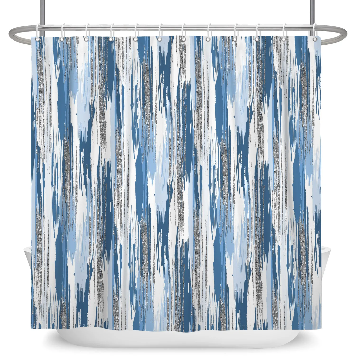 

Абстрактная полосатая занавеска для душа с геометрическим рисунком, полиэстер, водонепроницаемая, устойчивая к плесени, с крючком, занавеска для воды для ванной комнаты