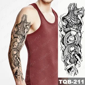 Großer Vollarmdwaterproof -Testhülsenwasser vorübergehend Tattoo Klebstoff Anubis Ägypten Zeit Eagle Pink gefälschte Blume Tatoo Kunstkörper der Männer Frauen Bein 12 Hauptverkäufe Prinker Tattoo - №9