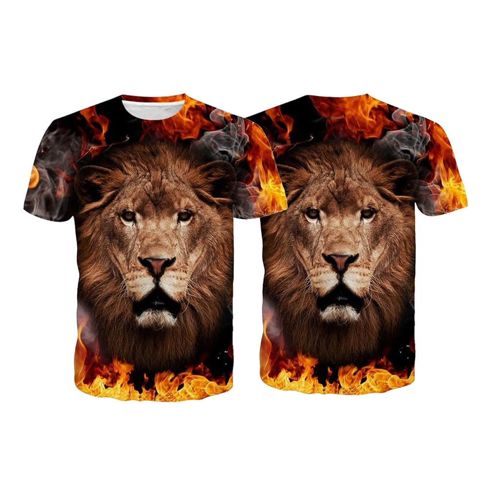 3D Animal design T-shirt lion T-shirt summer tops Fashionable Breathable and simple T shirt Men Women's Shirts Kids Tshirt