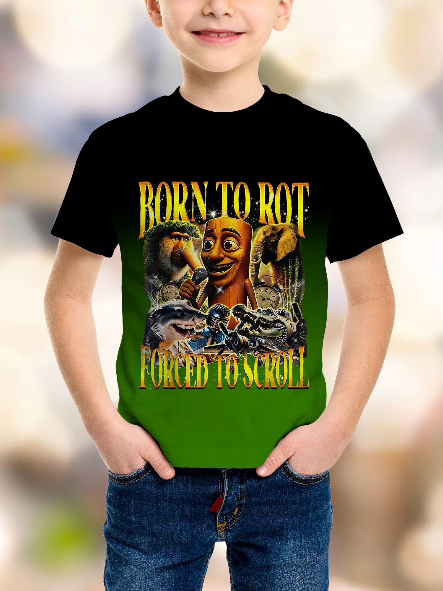 Mode Jongens T-shirt Kleding TUNG TUNG SAHUR Italiaanse Brainrot 3D Cartoon Print Man T-shirt kinderen Sport Ademende Kleding