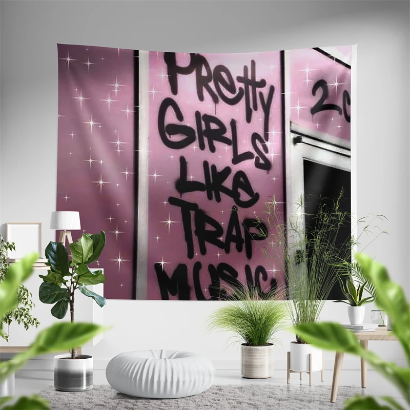 Aertemisi Pretty Girls Like Trap Music Tapestry Wall Hanging Art for Bedroom Living Room Decor College Dorm Party Backdrop