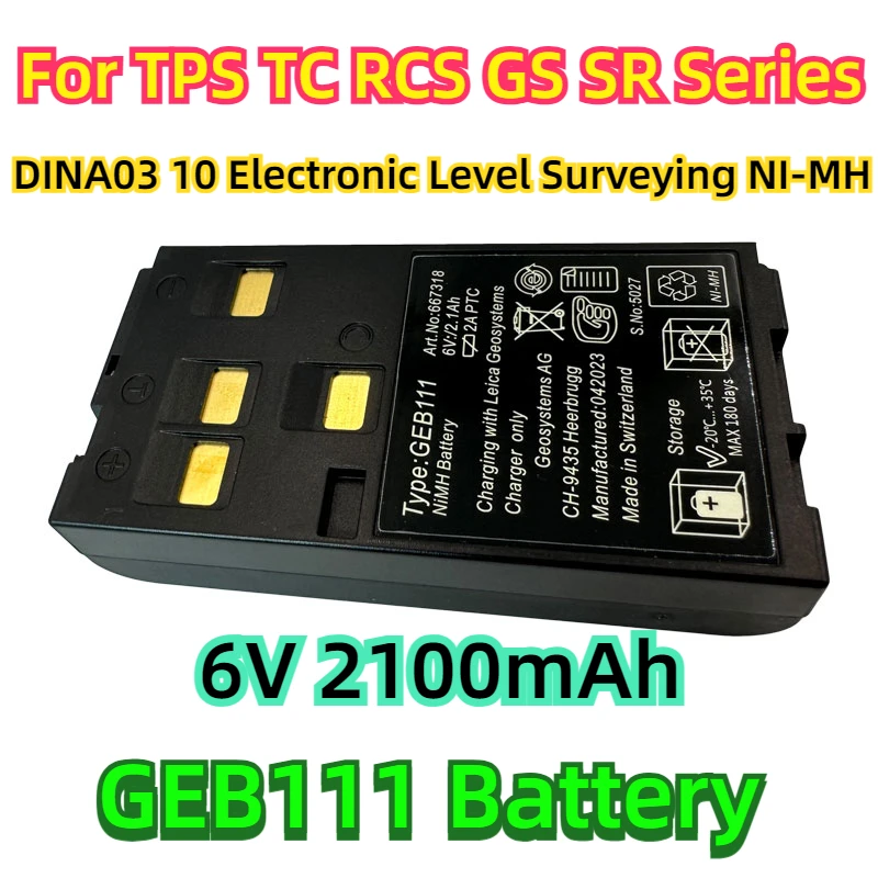 

For TPS TC RCS GS SR Series DINA03 10 Electronic Level Surveying NI-MH 6V 2100mAh GEB111 Battery