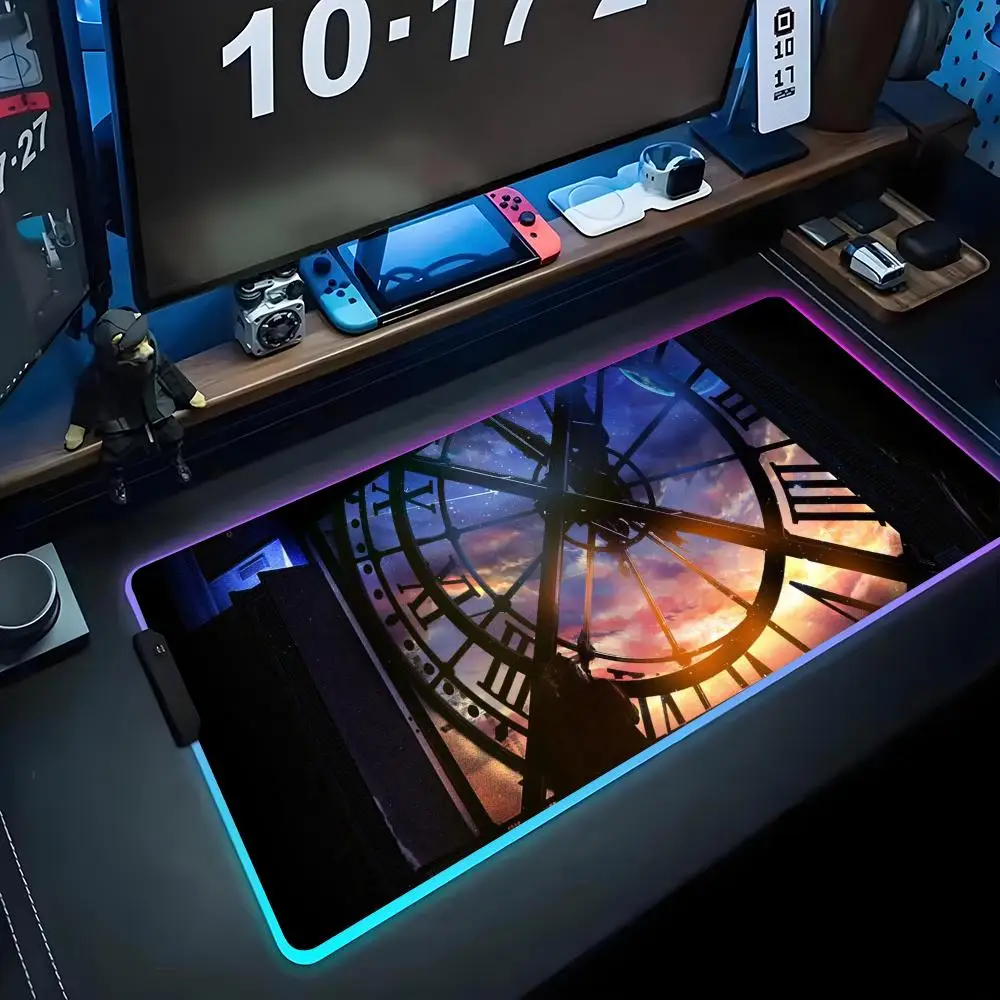 

Часы-арт обои Коврик для мыши RGB Игровой коврик для мыши Большой светодиодный коврик для ПК Настольный коврик Светящийся коврик для мыши Большие коврики для клавиатуры Настольный коврик с