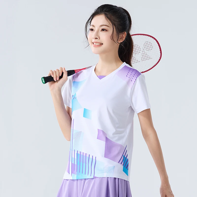 أزياء الريشة الفانيلة النساء تنفس التنس بينغ بونغ الرياضة عالية موحدة تجريب الملابس تشغيل اليوغا رياضة قصيرة الأكمام