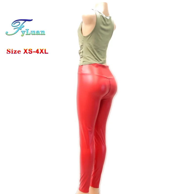 Women's Open Crotch Pants, Leather Pants, High Waist Stretchable Skinny Y2K Tight Trousers, Female Legings Nightclub Trousers