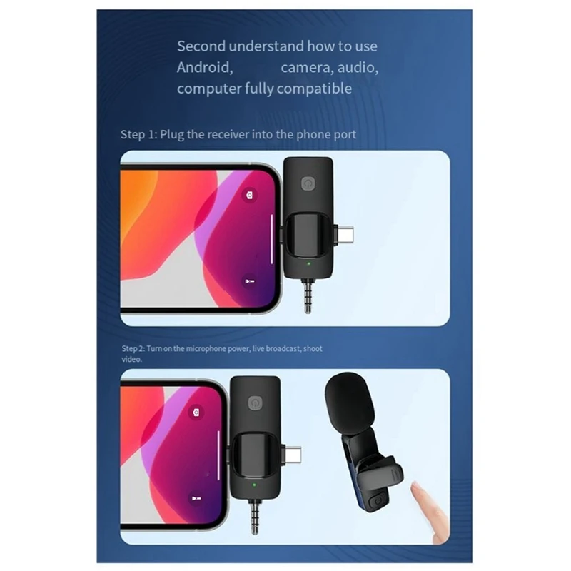 3-In-1 ไมโครโฟนไร้สายLavalierสําหรับโทรศัพท์มือถือกล้องคอมพิวเตอร์วิทยุลดเสียงรบกวนมินิไมโครโฟนอะไหล่ 2 ถึง 1