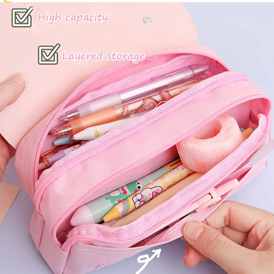 Trousse à crayons de décompression mignonne, sac de rangement de grande capacité, fournitures scolaires, étuis à stylos de papeterie coréenne Kawaii