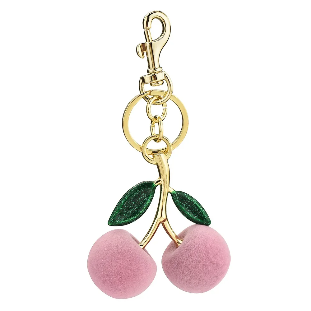 

Cherry keychain bag pendant shoulder crystal velvet Cherry keychain bag pendant for women's bags, bag pendant