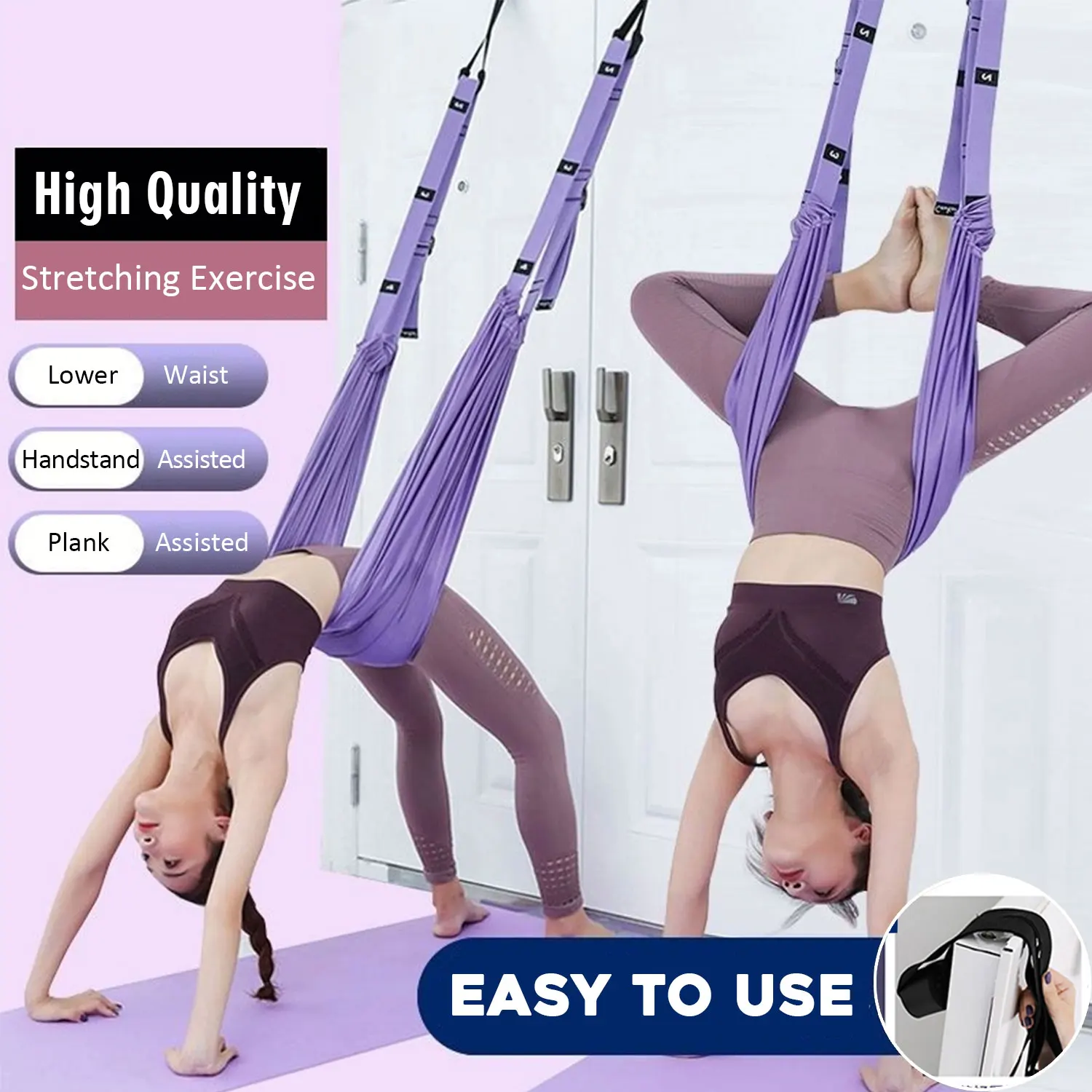 

High Quality Aerial Yoga Rope Stretch Strap sling inverted training Handstand Training belt hammock wall rope