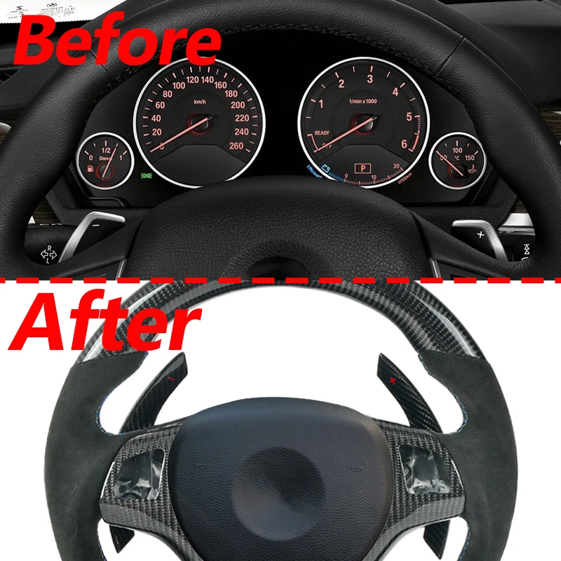 Real Carbon Fiber Replacement Car Steering Wheel Paddle Extend Shifter For BMW 3 Series E90 E92 E93 M3 2008-2013