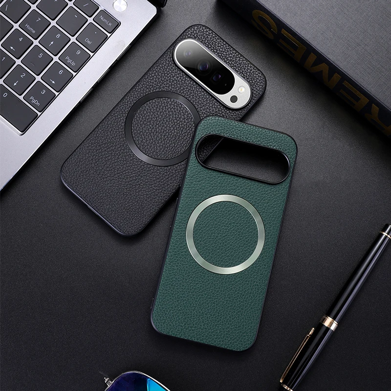 

For Google Pixel 9, 9 Pro XL,8 Pro,8A Case Magnetic PU Leather Lichee Pattern +PC Anti-slip Ultra Thin Cover for Pixel8