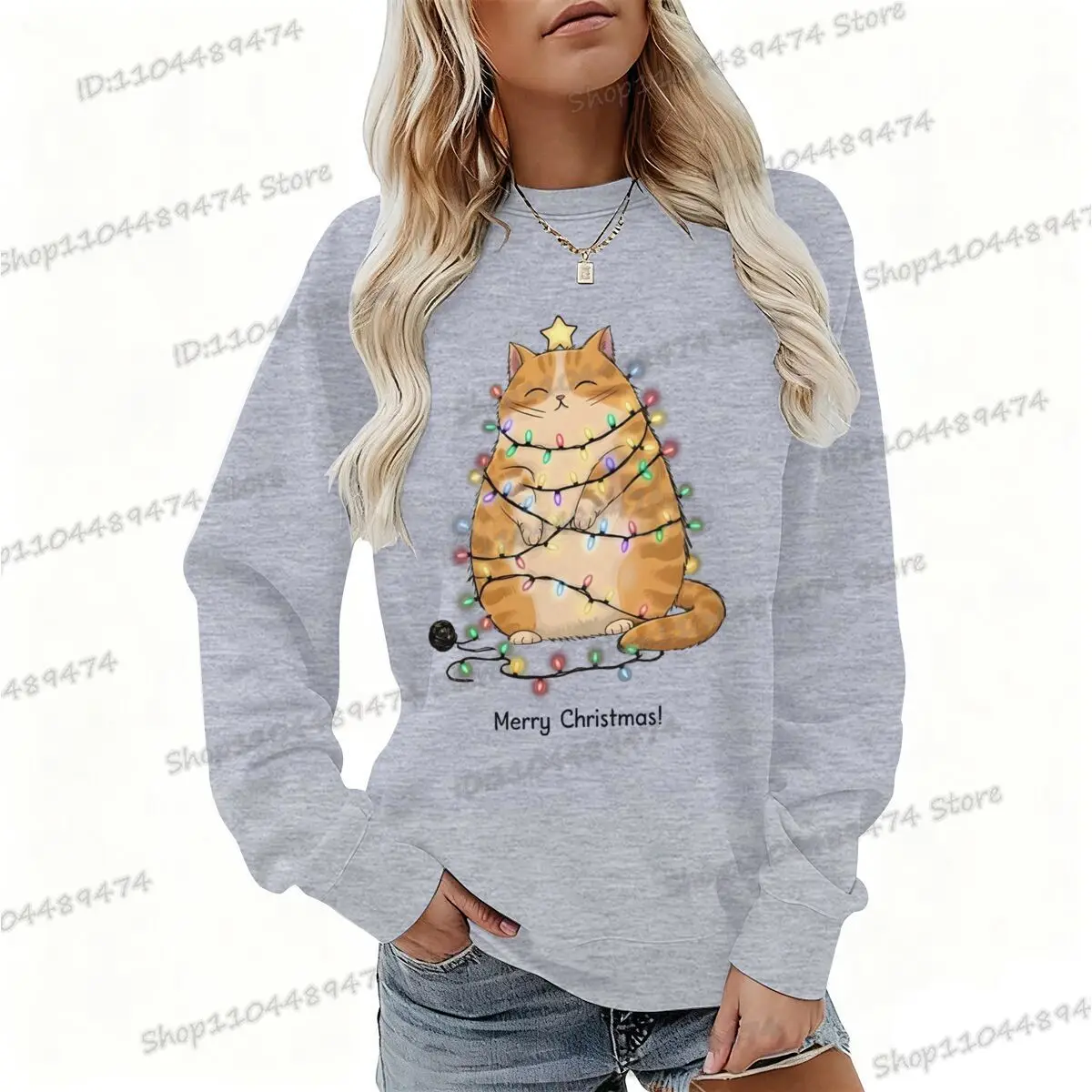 مضحك الزنجبيل القط عيد ميلاد سعيد بلوزات أزياء الرجال النساء الكرتون هوديس هدية عيد الميلاد طويلة الأكمام الصوف عيد الميلاد البلوز
