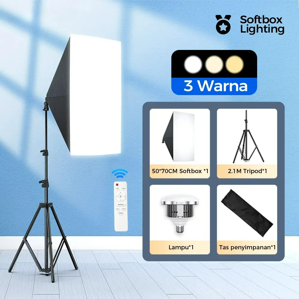 50x70cm Softbox 85W/155W Bulb Photography Studio Photo Lighting Kit Continuous Light System for Camera with Remote Control