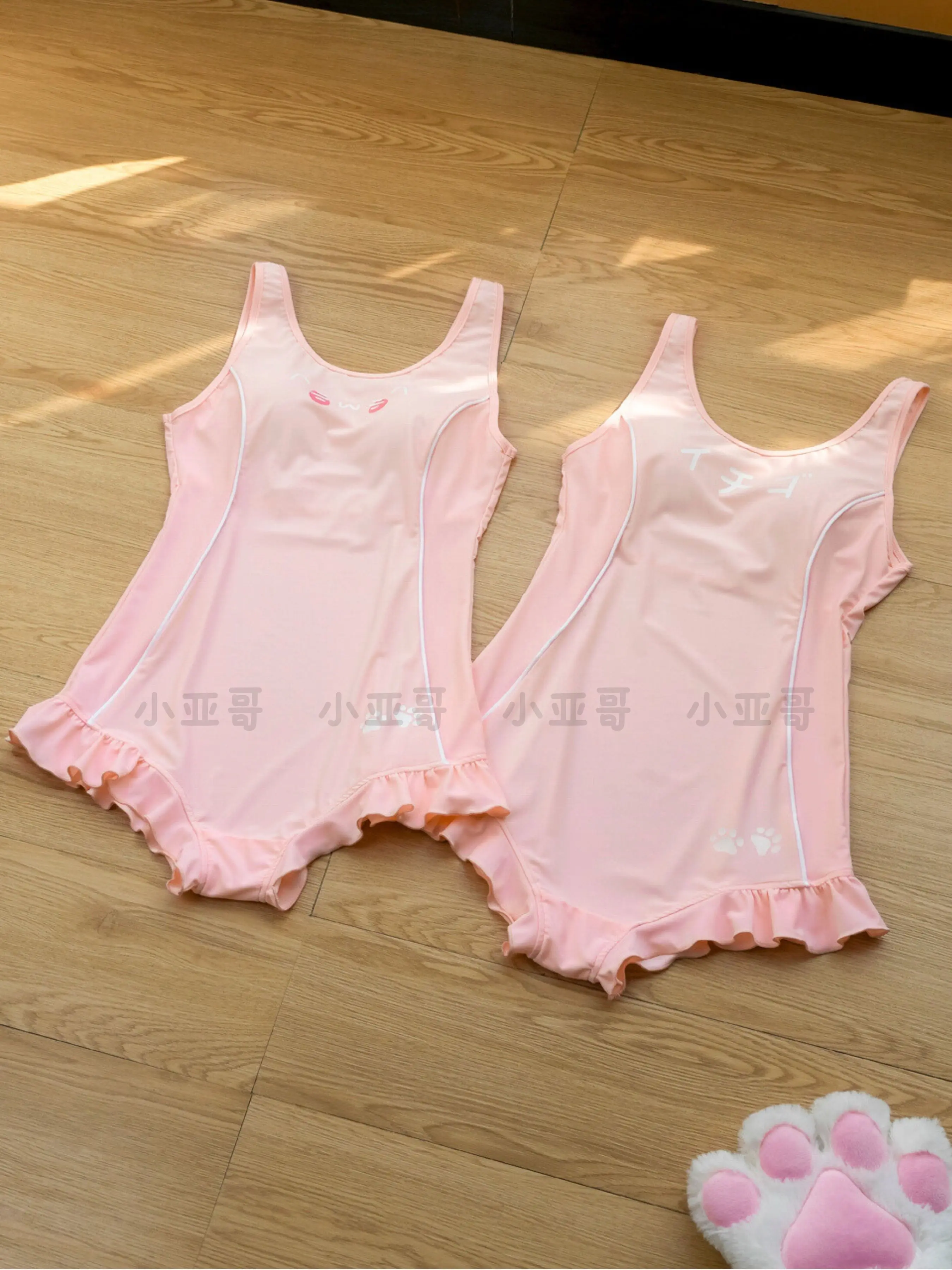Japanese Style Kawaii Swimwear Summer Sweet and Cute Lolita Swim Suit Letter Printed Pattern Slim Fit One-Piece Swimsuit