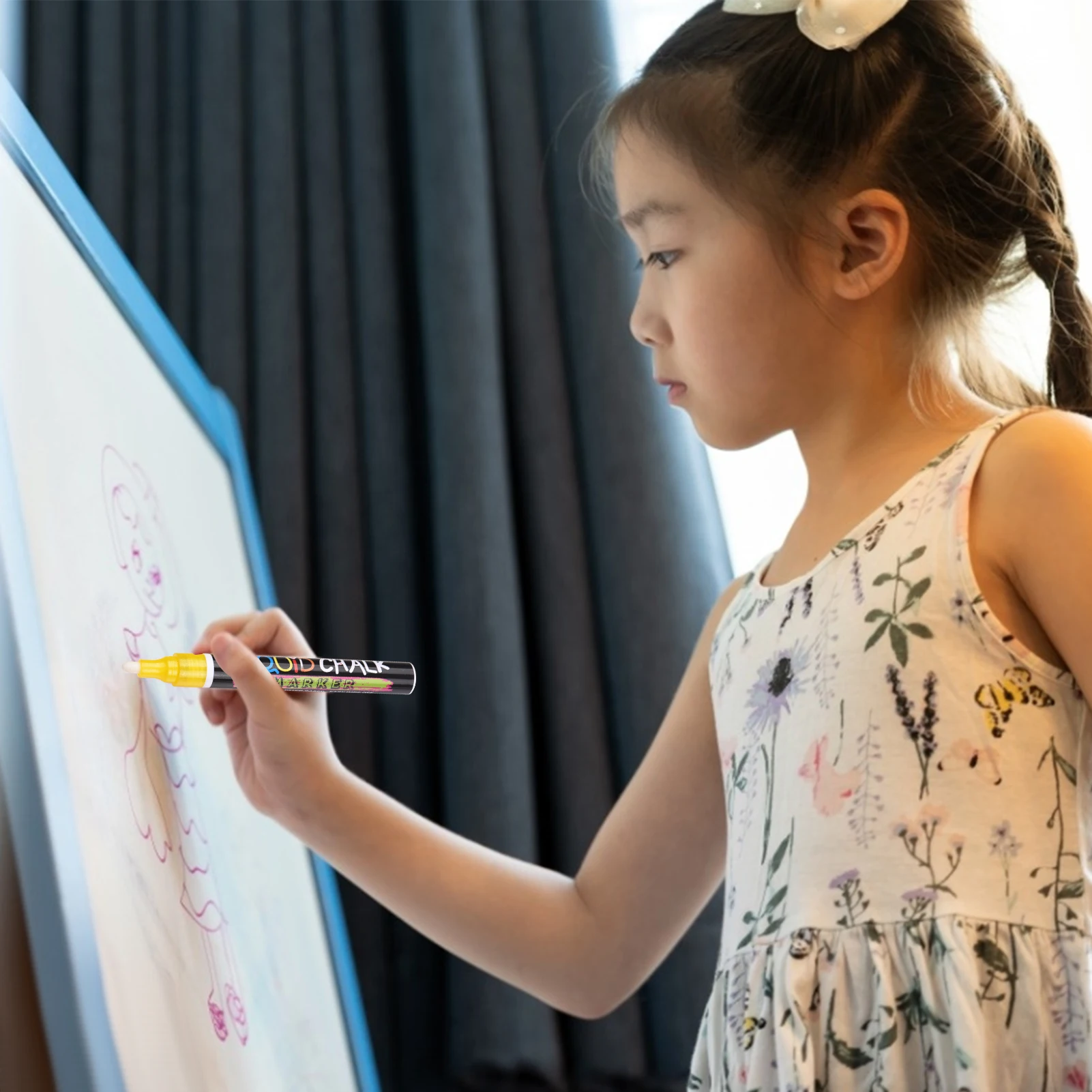 Liquid Chalk Markers 12 Vibrant Colors with 3mm Reversible Tip Erasable Water-based Chalkboards Marker Pens Non Toxic Quick Dryi
