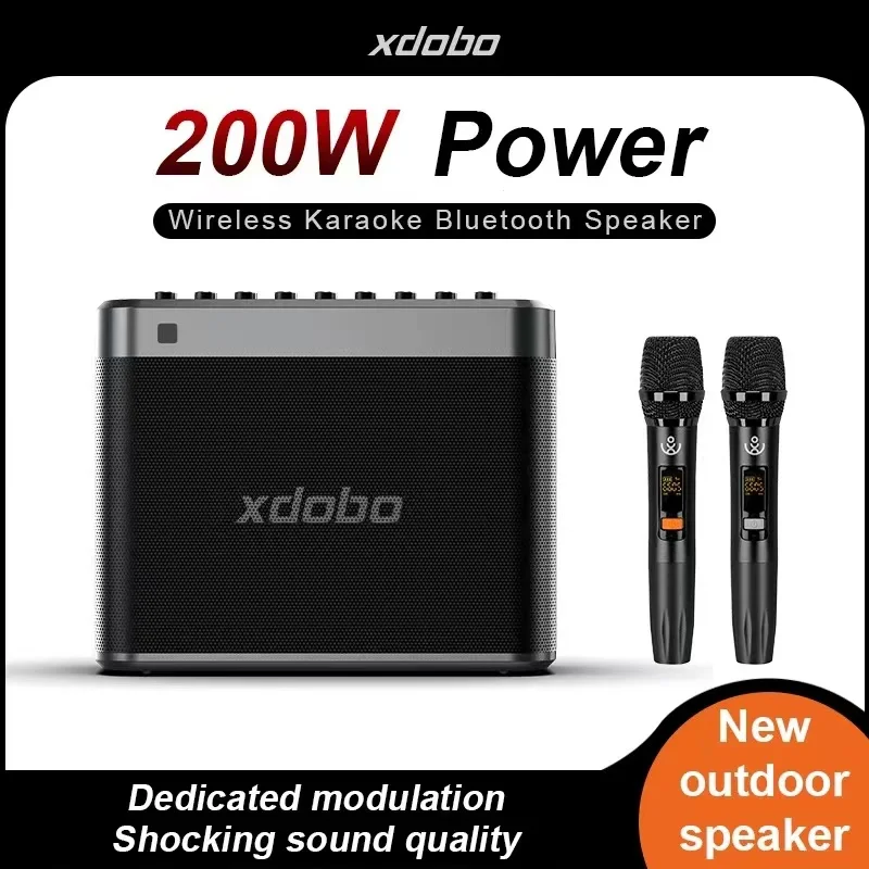 XDOBO 200W High-Power Bluetooth Speaker Portable Home Karaoke Wireless TWS Subwoofer Outdoor Live Broadcast Sound Card Subwoofer