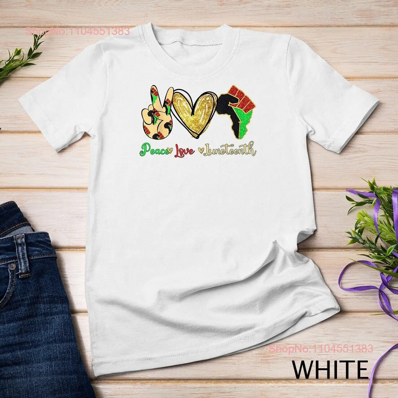 

Peace Love Juneteenth T-Shirt Unisex T-shirt